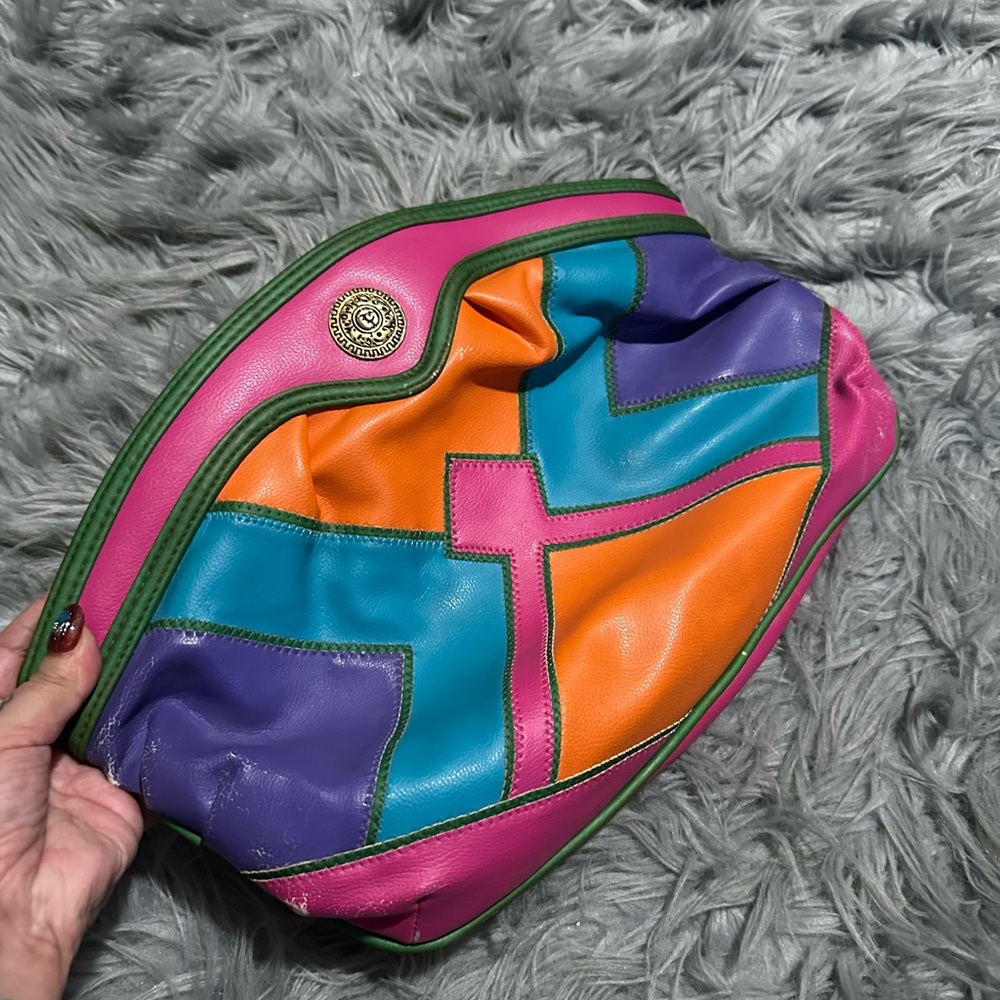 Colorful Faux Leather Vintage Patchwork Women's Clutch